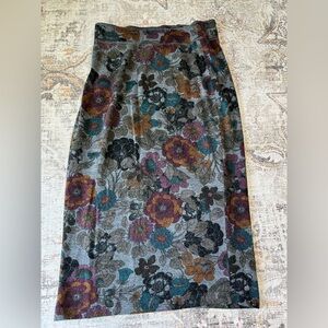 Anthropologie Bordeaux Knit Dark Floral Pencil Skirt